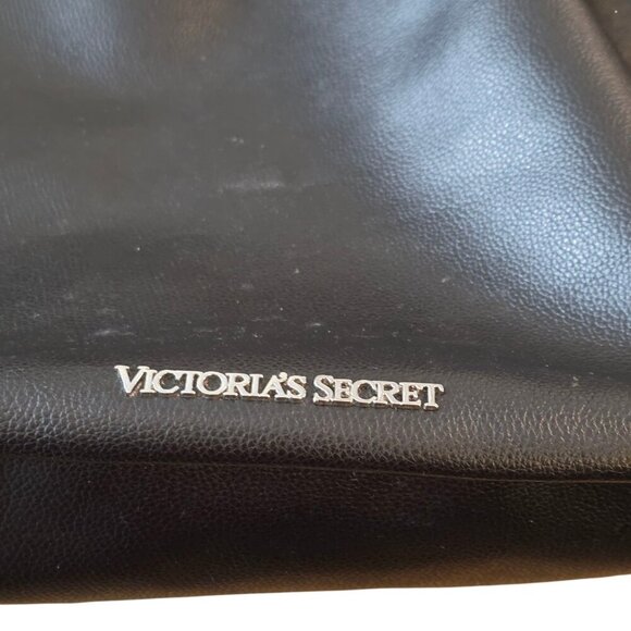 Victorias Secret Black Hobo Backpack Fashion Show Bag Fringe Drawstring Purse - Picture 6 of 6